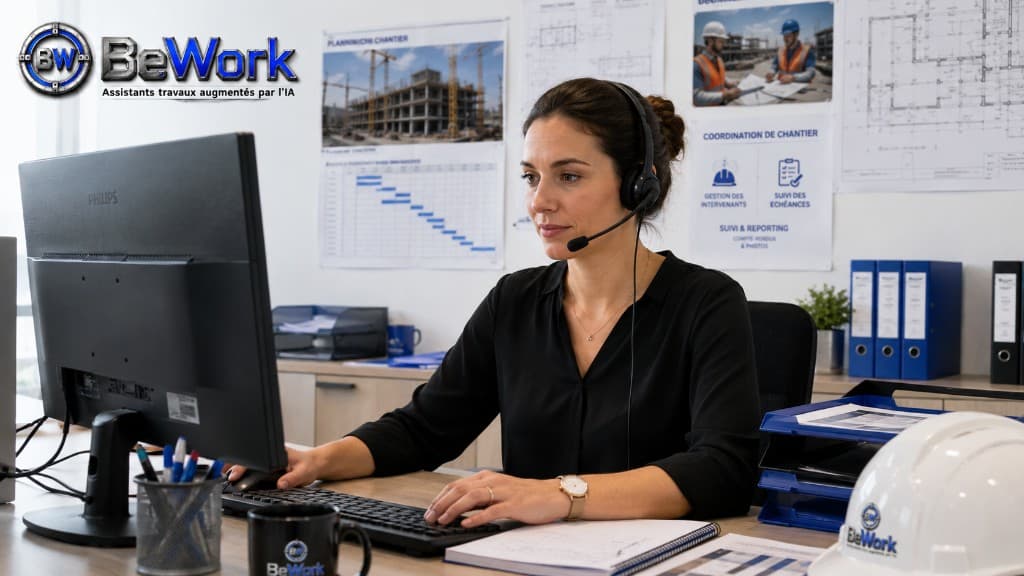 Assistante BeWork, coordination chantier et comptes rendus avec photos BTP